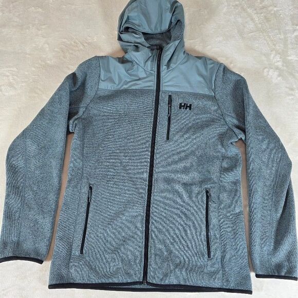 Helly Hansen Other - Helly Hansen Varde 2.0 Hooded Fleece Jacket Men Large Grey Blue Full Zip Pockets